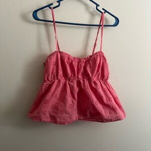 Pink Floral Eyelet Tank